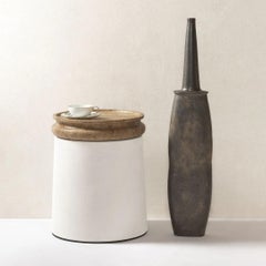 Mesa auxiliar de travertino y cuero, Palladio de Stephane Parmentier para Giobagnara