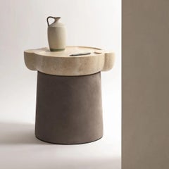 Mesa auxiliar de travertino y cuero, Palladio de Stephane Parmentier para Giobagnara
