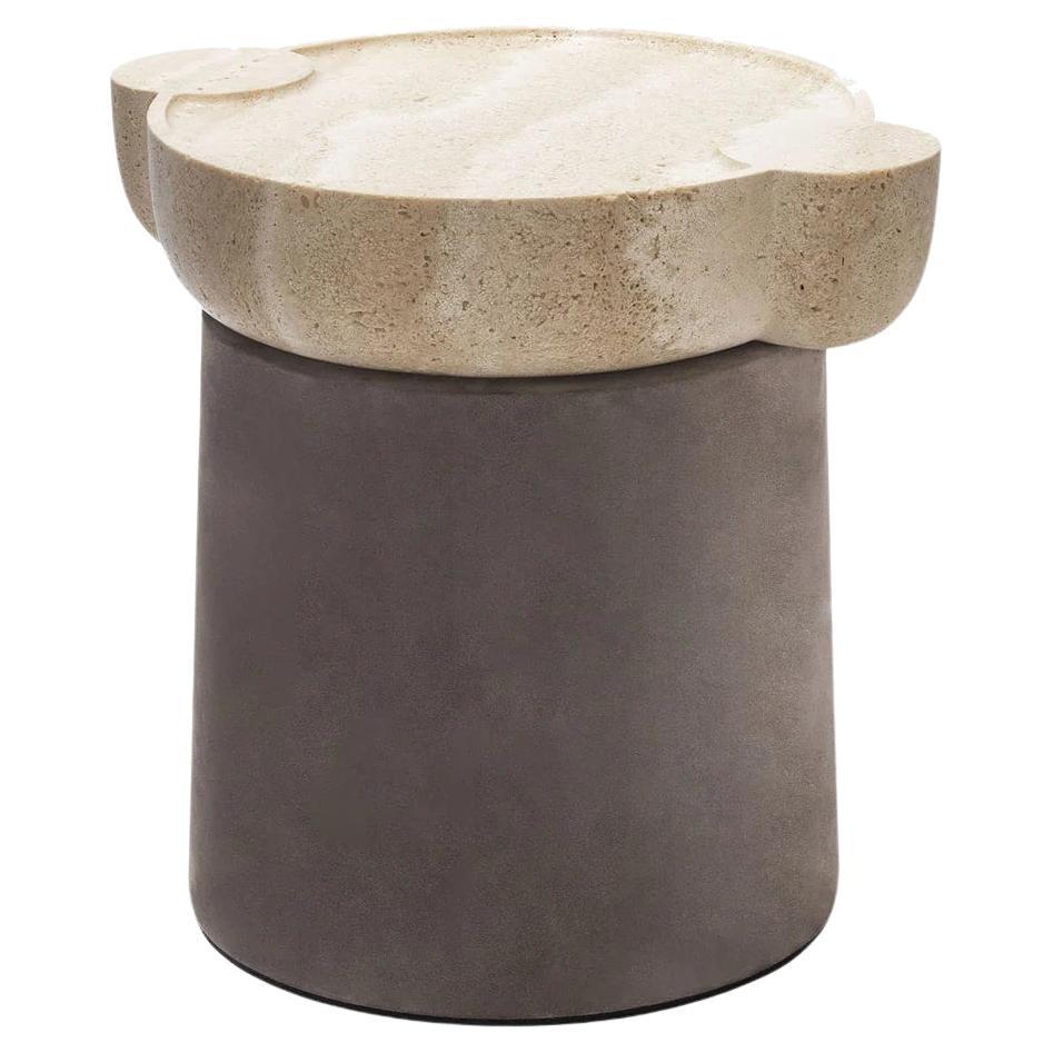 Mesa auxiliar de travertino y cuero, Palladio de Stephane Parmentier para Giobagnara