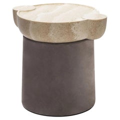 Mesa auxiliar de travertino y cuero, Palladio de Stephane Parmentier para Giobagnara