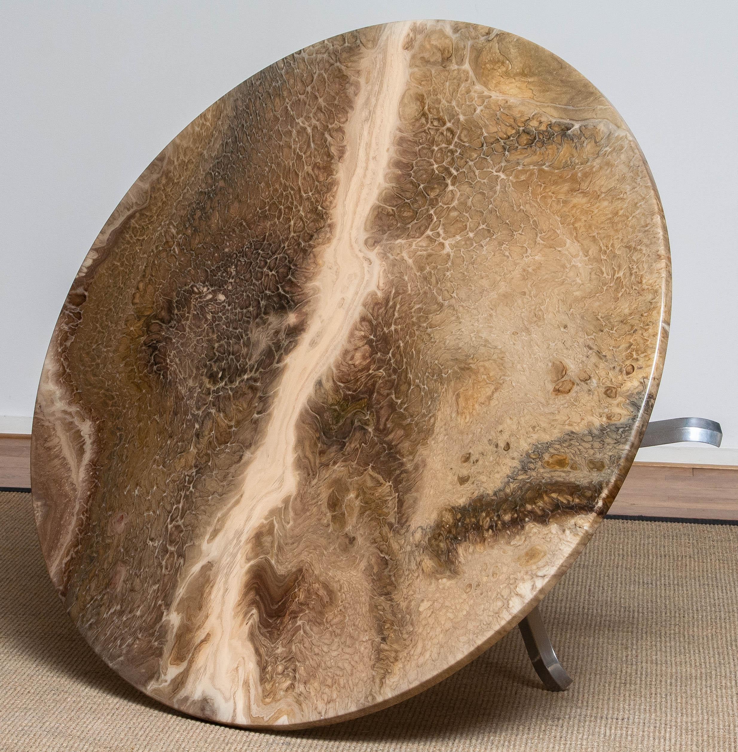 Travertine Look Resin Coffee Table By Erik Sigfrid Persson Möbel-Kultur. Sweden In Good Condition For Sale In Silvolde, Gelderland