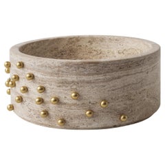 Retro Confetti Travertine Marble & Brass Bowl