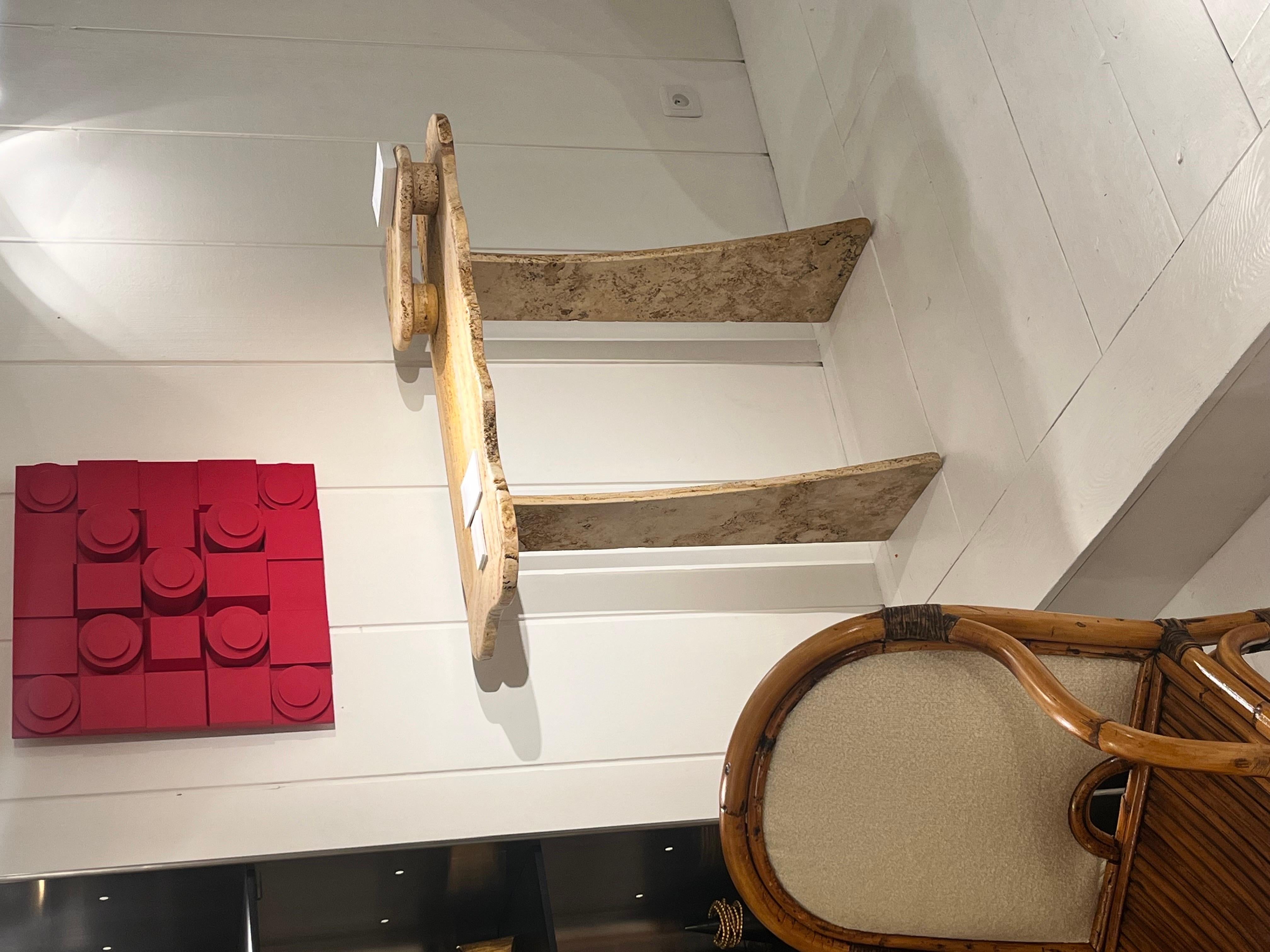 Travertine marble console by Jean Frédéric Bourdier For Sale 1