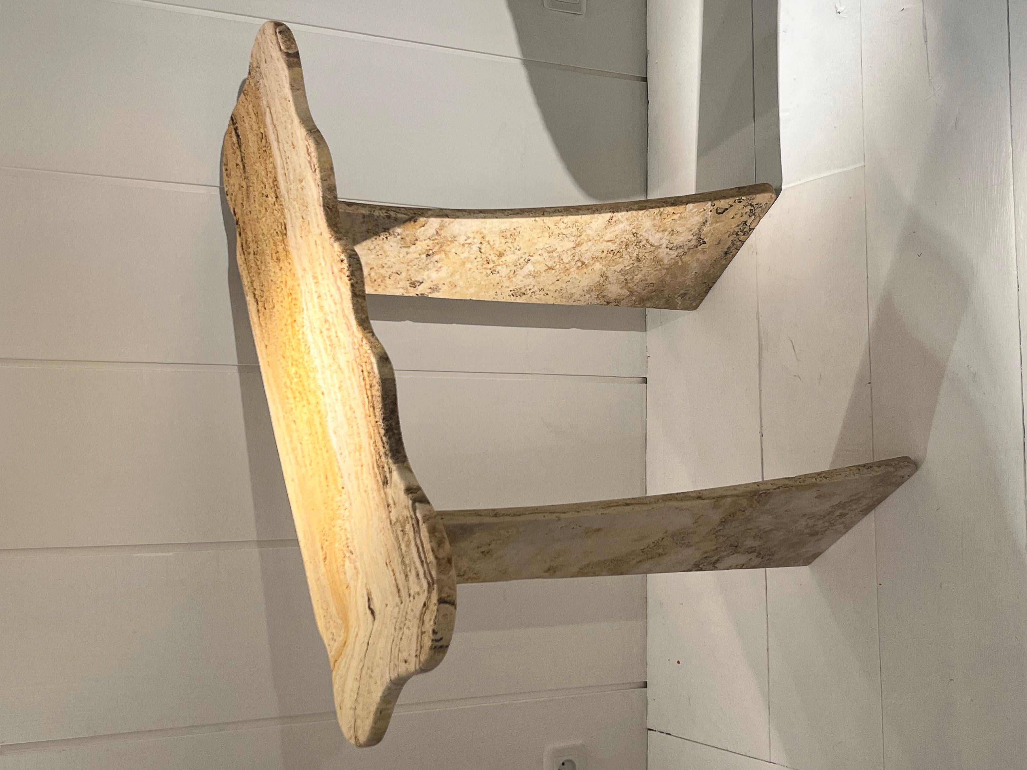 Travertine marble console by Jean Frédéric Bourdier In Excellent Condition For Sale In Saint-Ouen, FR