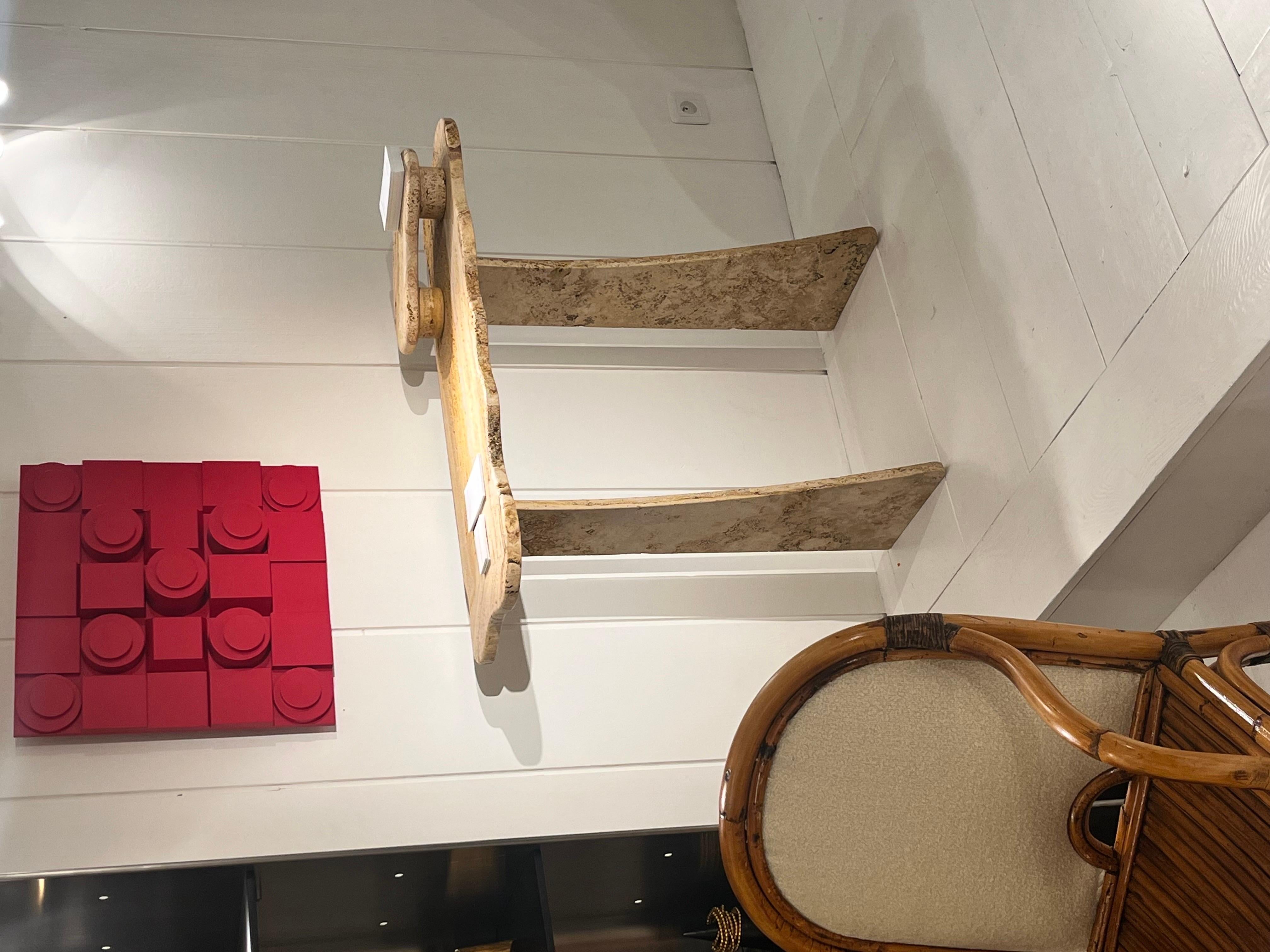 Contemporary Travertine marble console by Jean Frédéric Bourdier For Sale