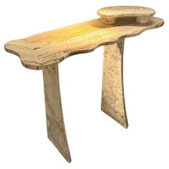 Travertine marble console by Jean Frédéric Bourdier