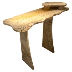 Travertine marble console by Jean Frédéric Bourdier