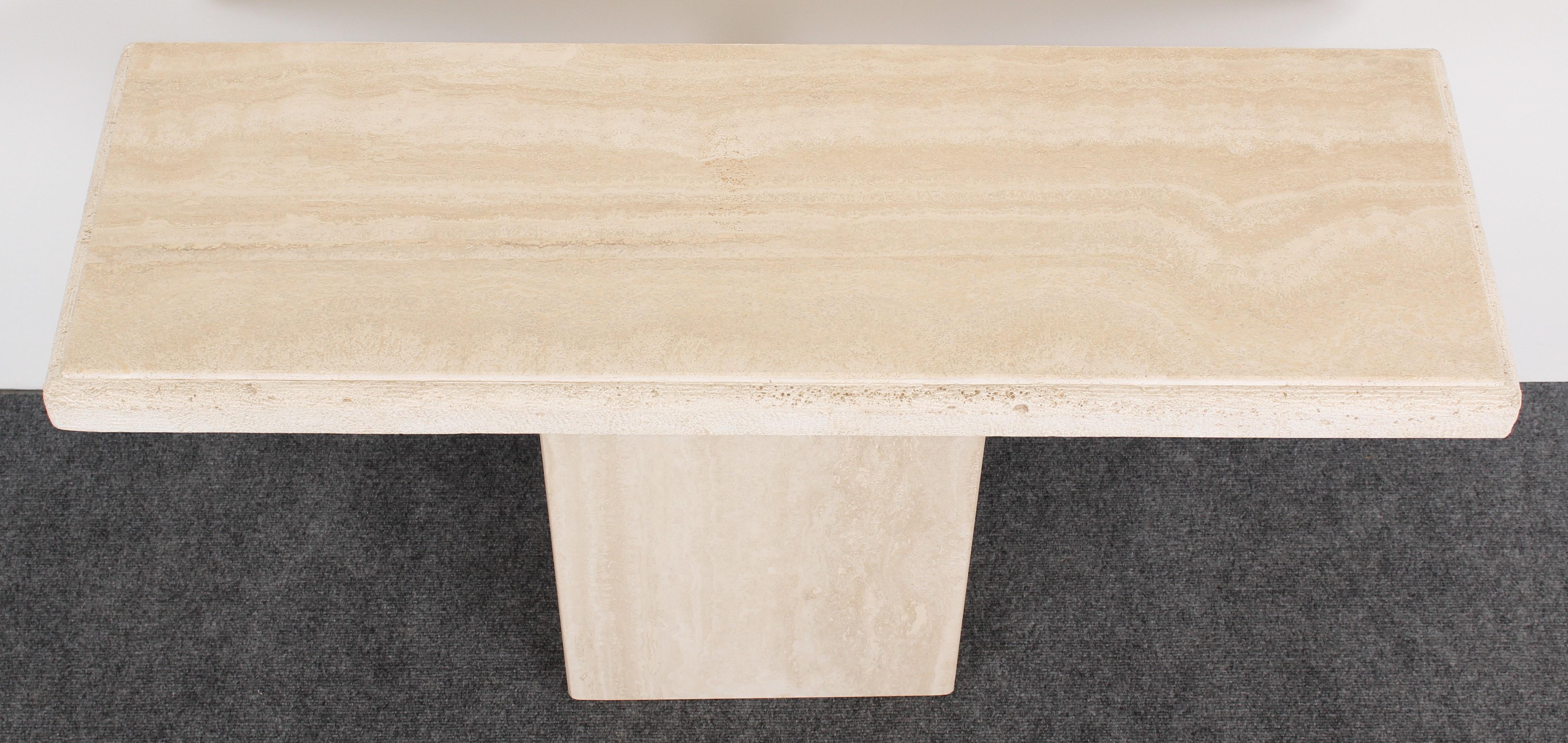 Mid-Century Modern Travertine Marble Console Table, 1980s