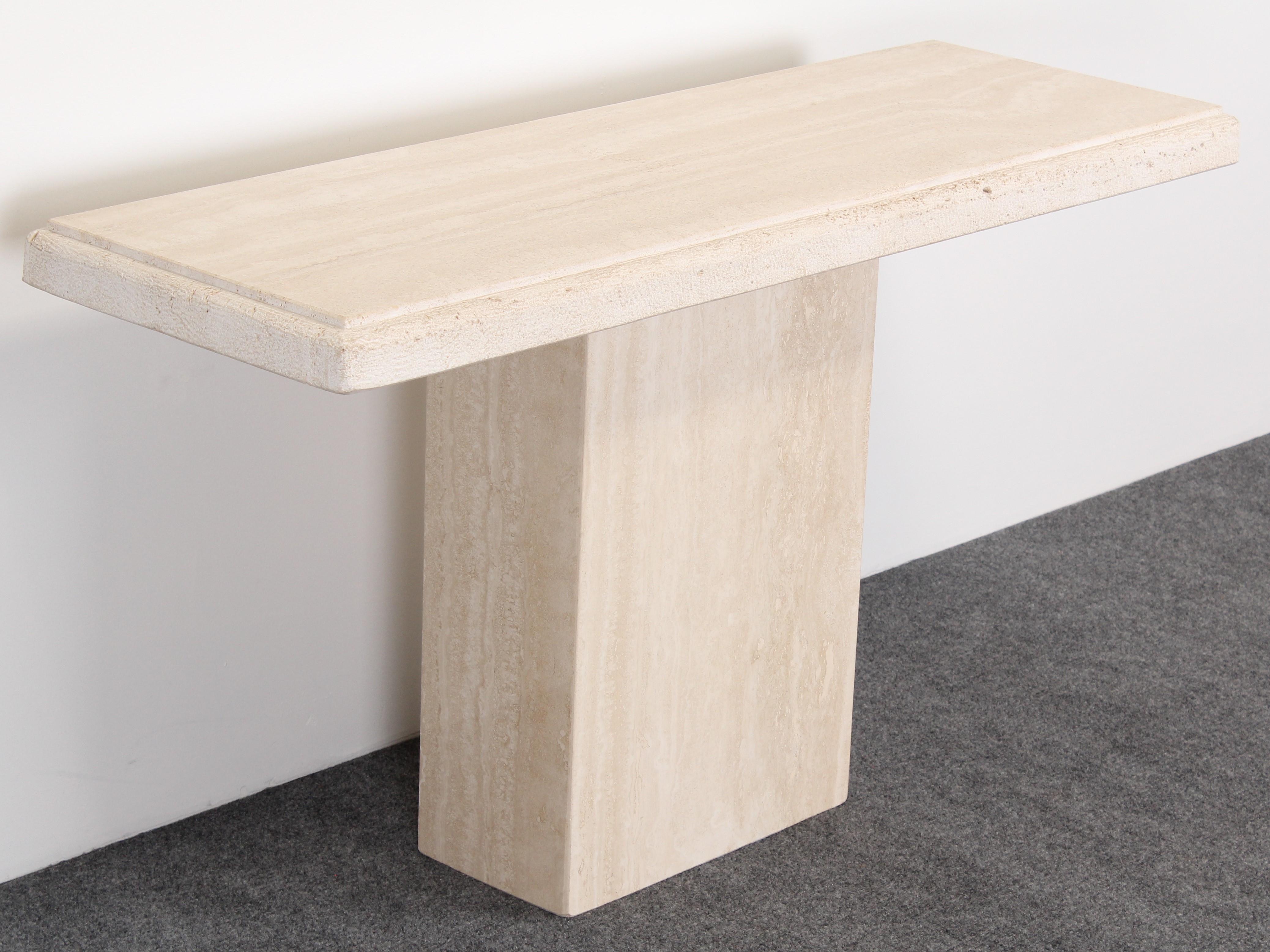 Late 20th Century Travertine Marble Console Table, 1980s