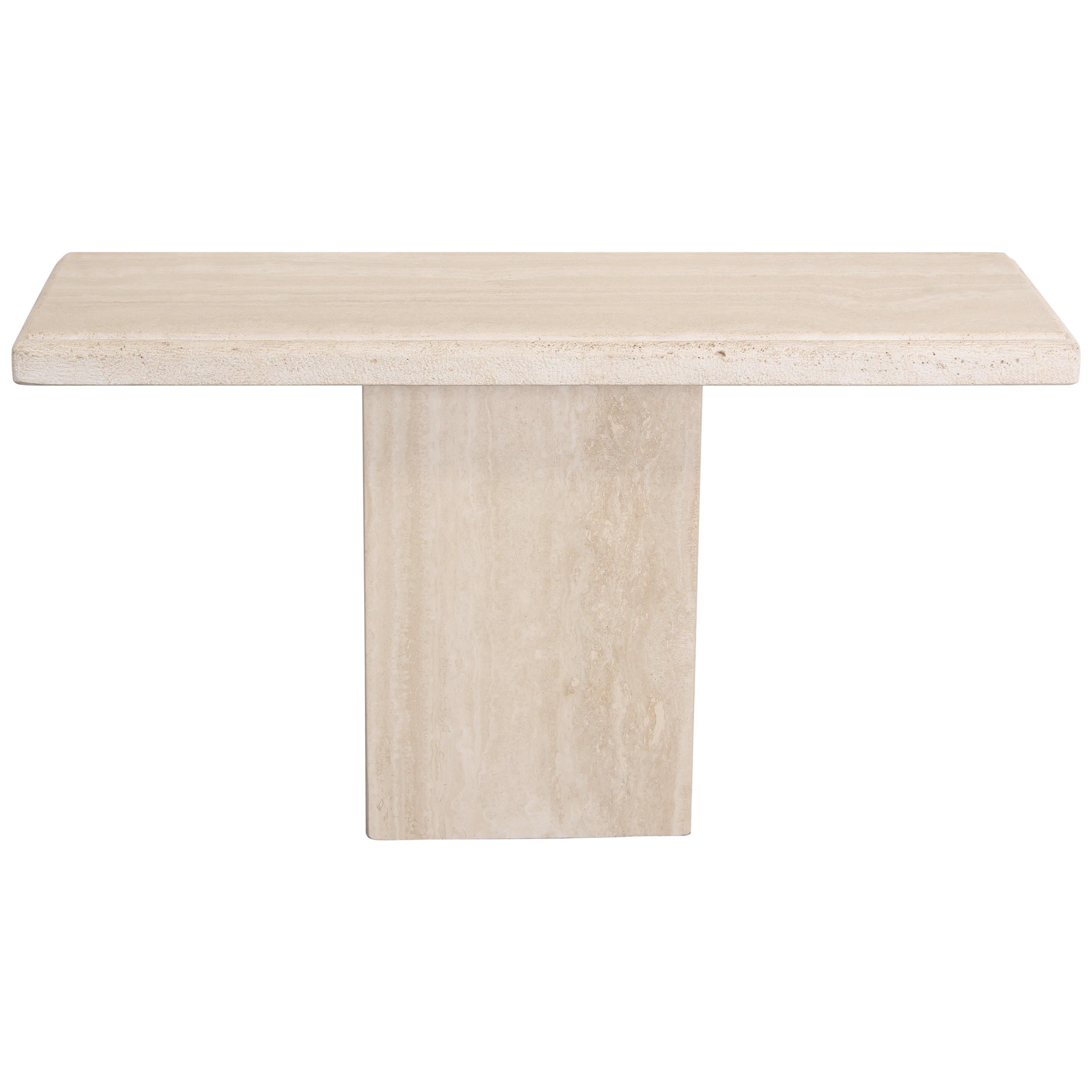 Travertine Marble Console Table, 1980s
