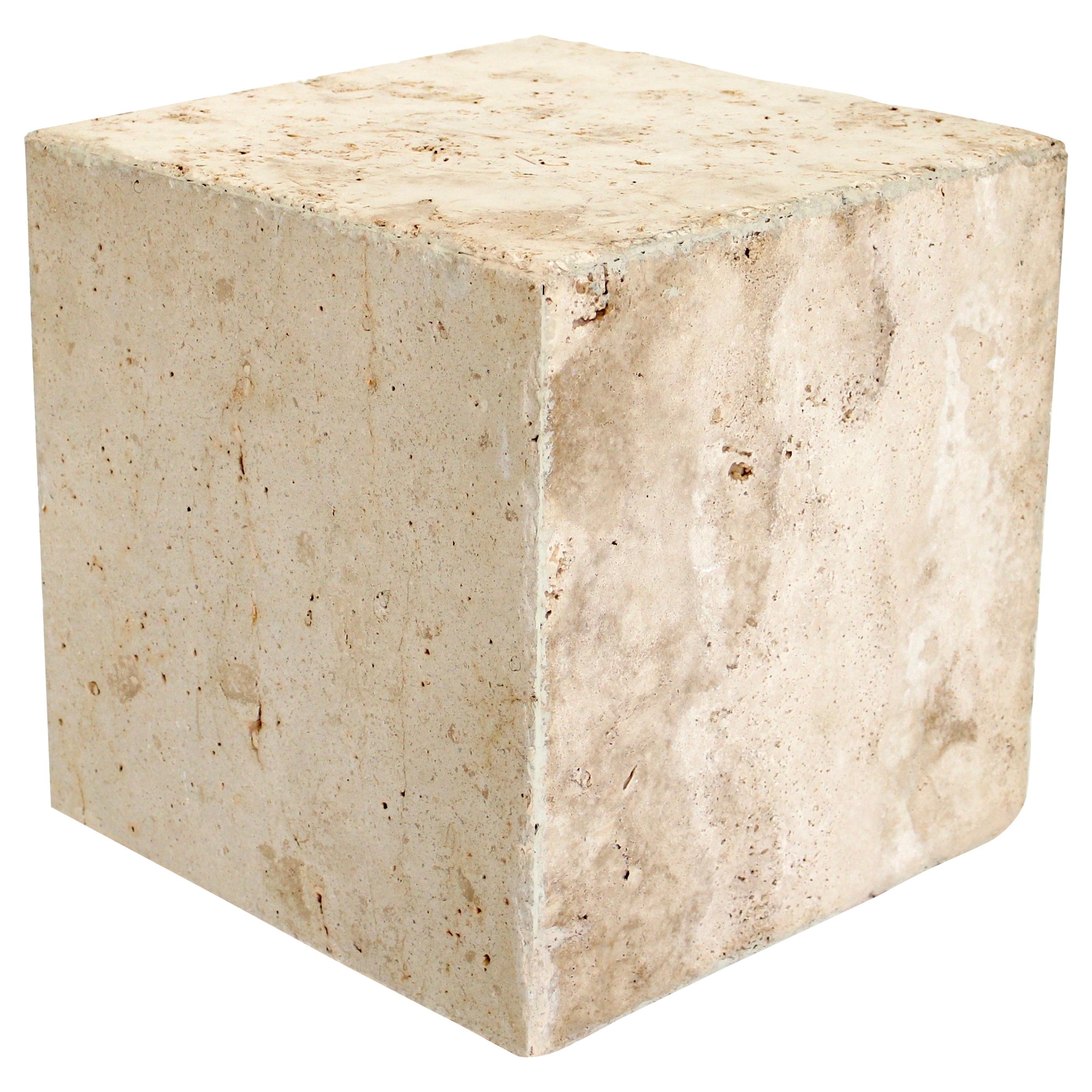 Travertine Marble Cube Side Table or Coffee Table