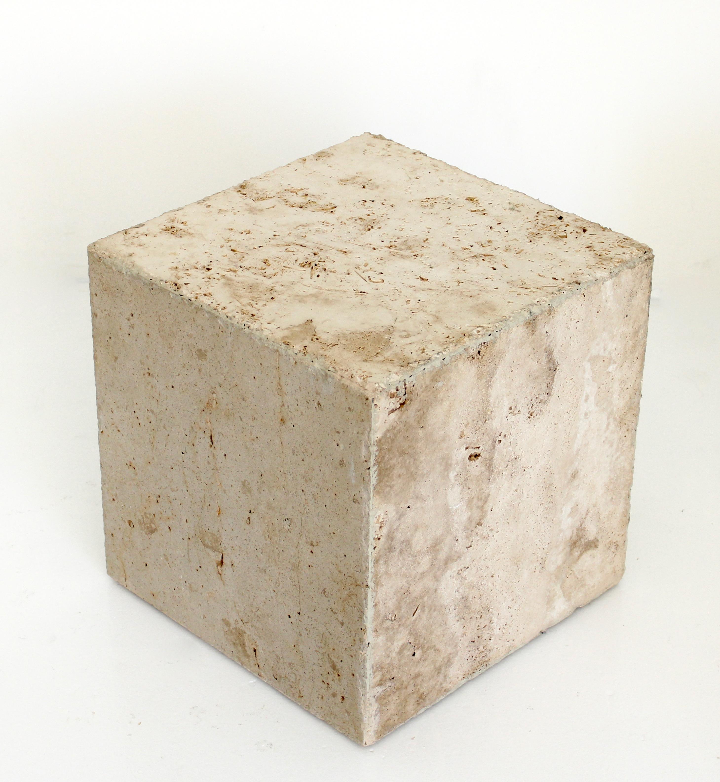 travertine cube side table