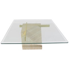 Travertine Marble Geometric Cocktail/Coffee Table by Artedi