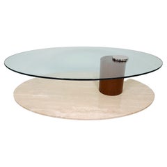 Travertine Marble & Glass Coffee Cocktail Table by Lion in Frost