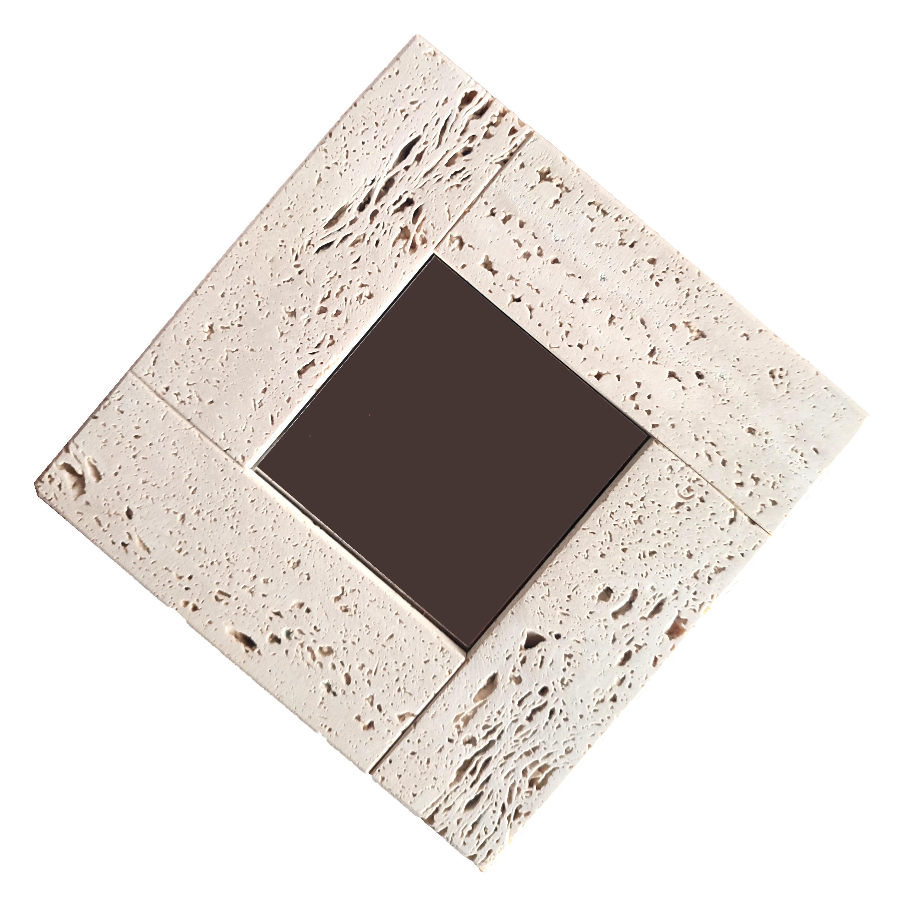 Fait main Miroir en marbre travertin Travertin italien Miroir Modernity Design Cadeau en vente