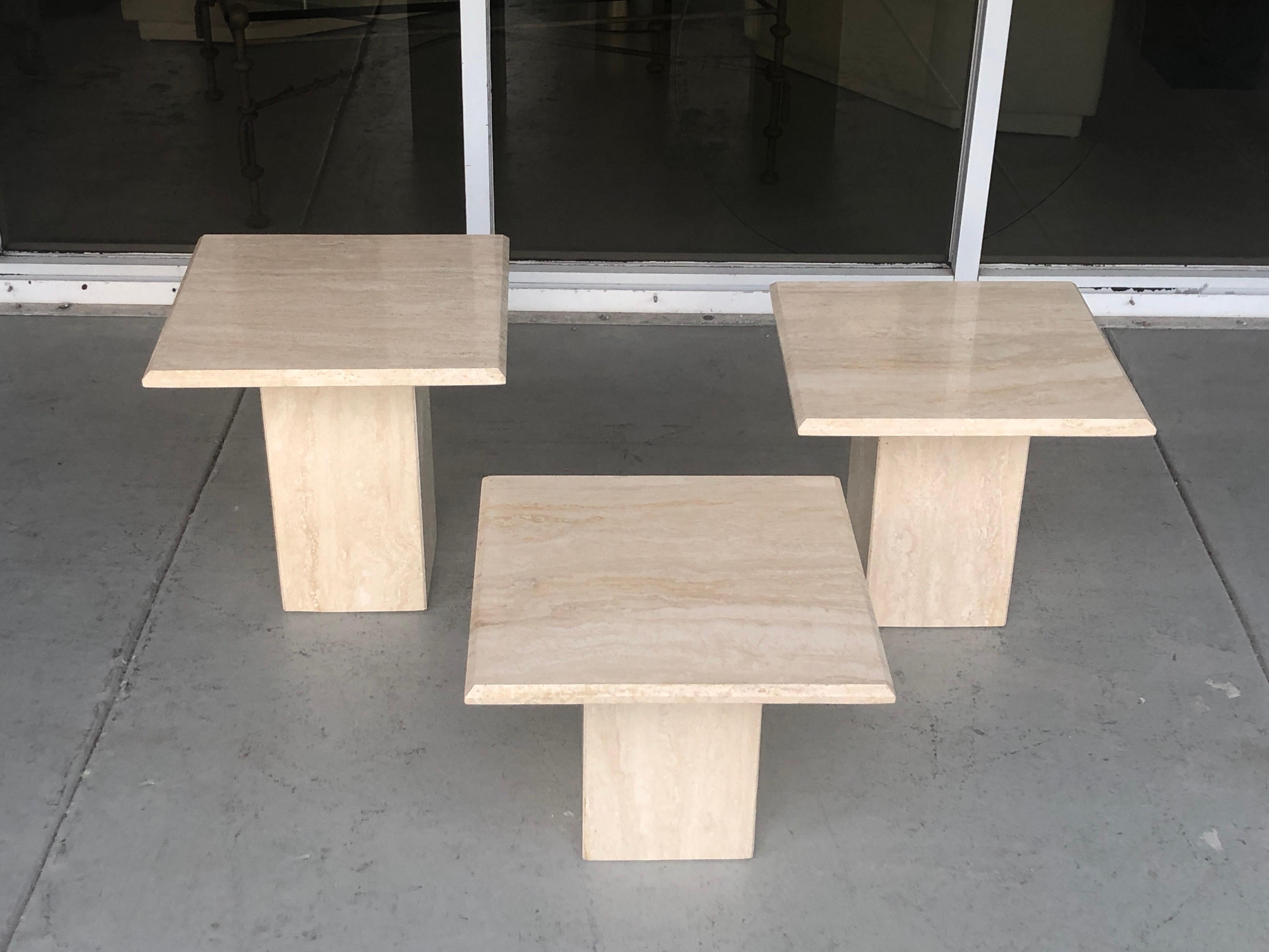 Late 20th Century Travertine Marble Nesting Coffee Side Tables, 1970s