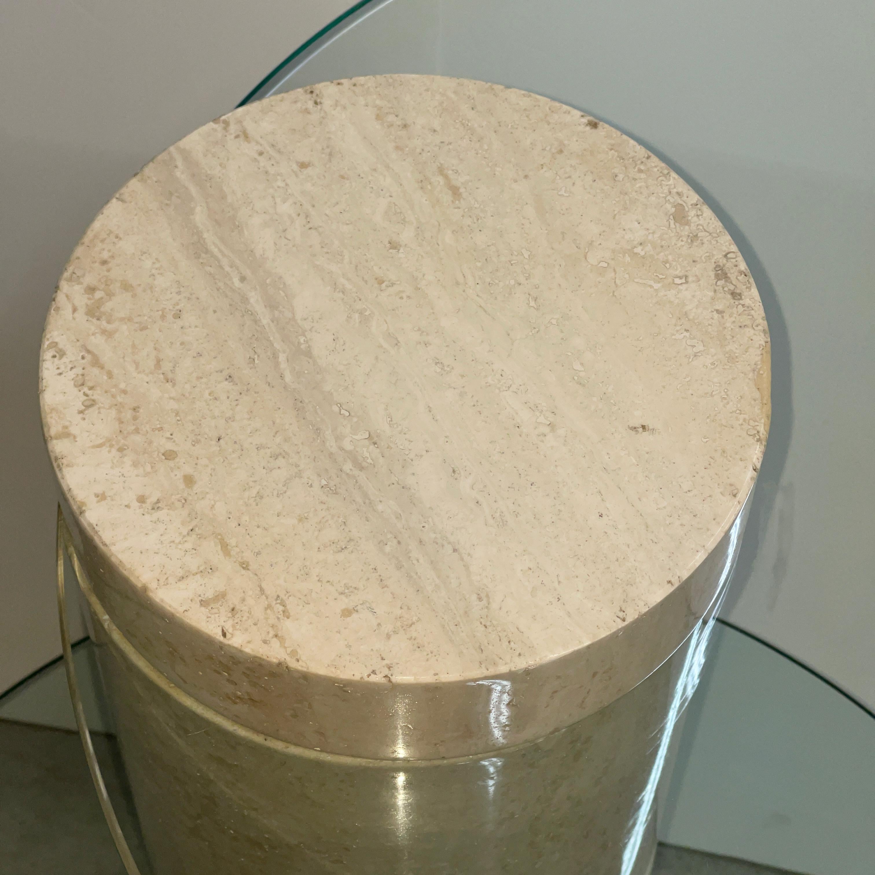 Travertine Marble Occasional Table with Two Positionable Glass Tops For Sale 7