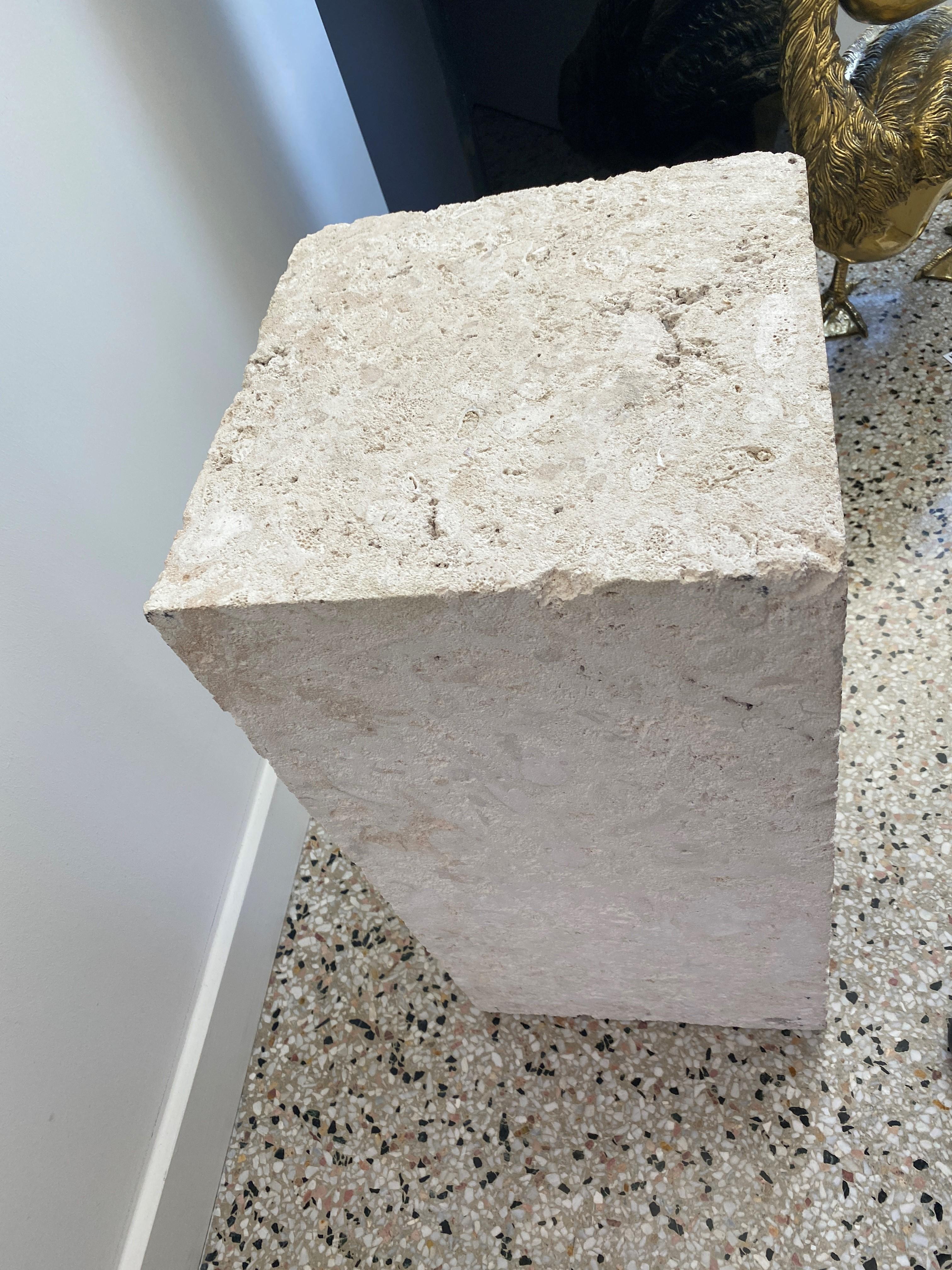 Travertine Marble Pedestal In Good Condition In West Palm Beach, FL
