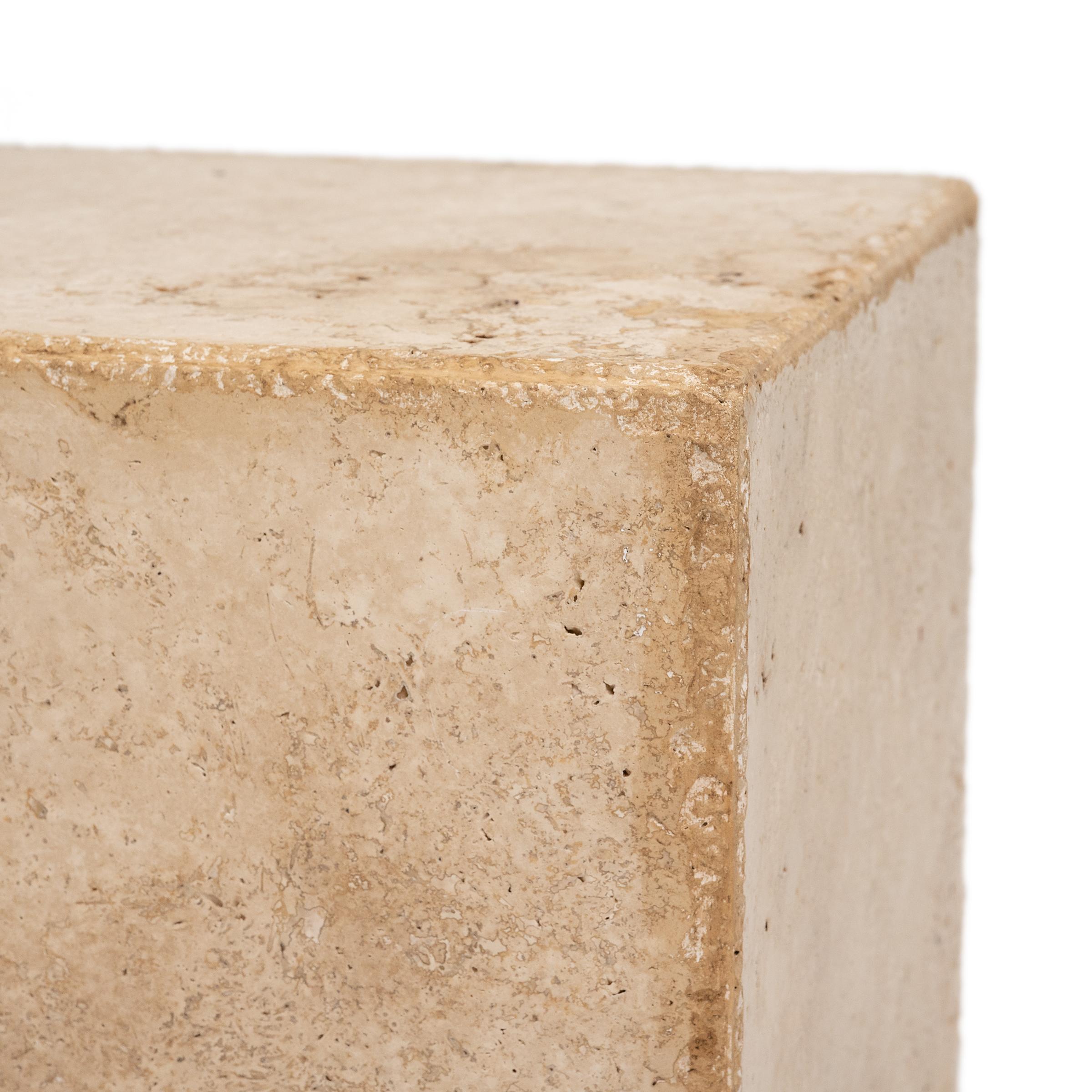 American Travertine Marble Pedestal Table For Sale