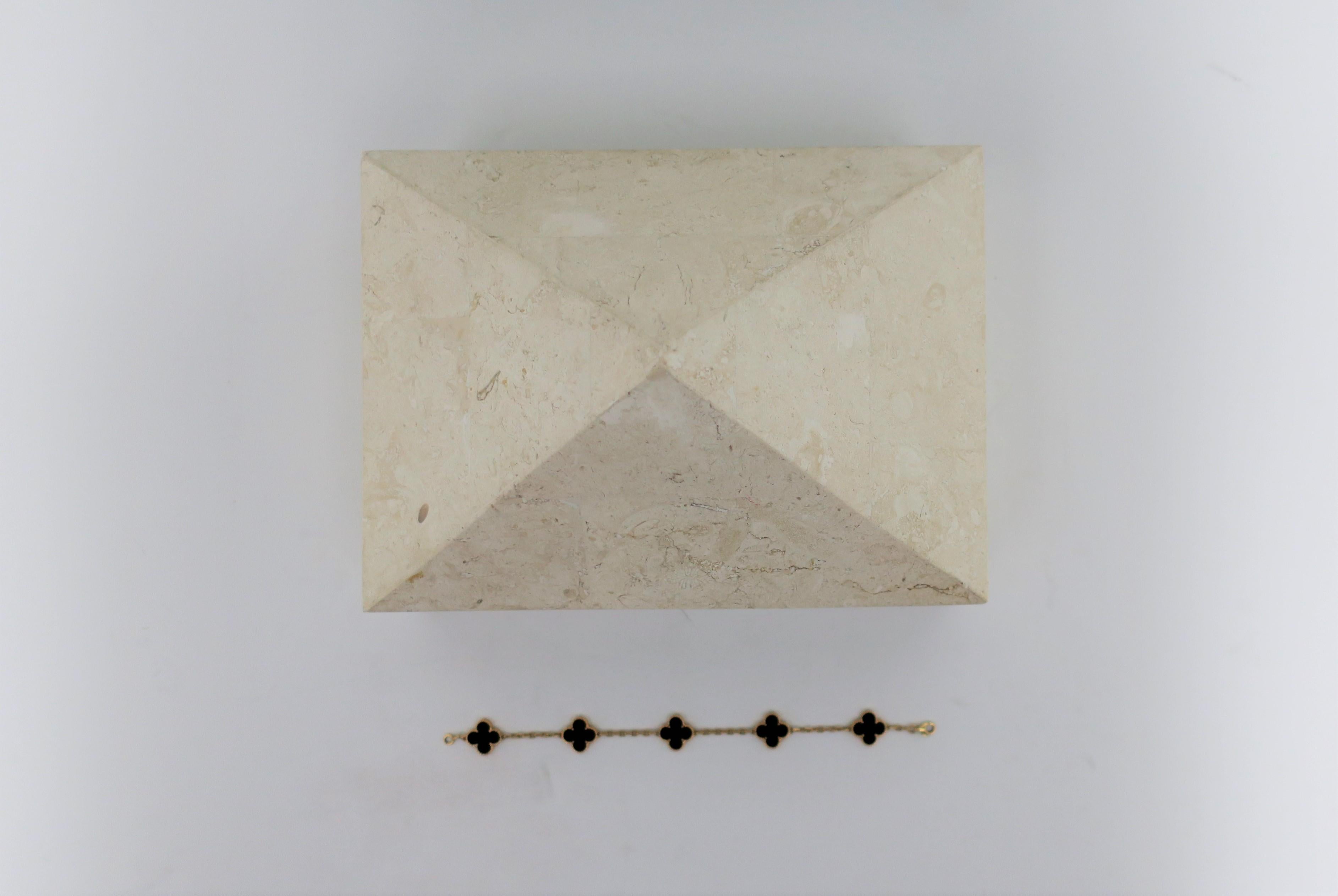 Philippine Postmodern Travertine Marble Pyramid Jewelry Box by Designer Maitland Smith
