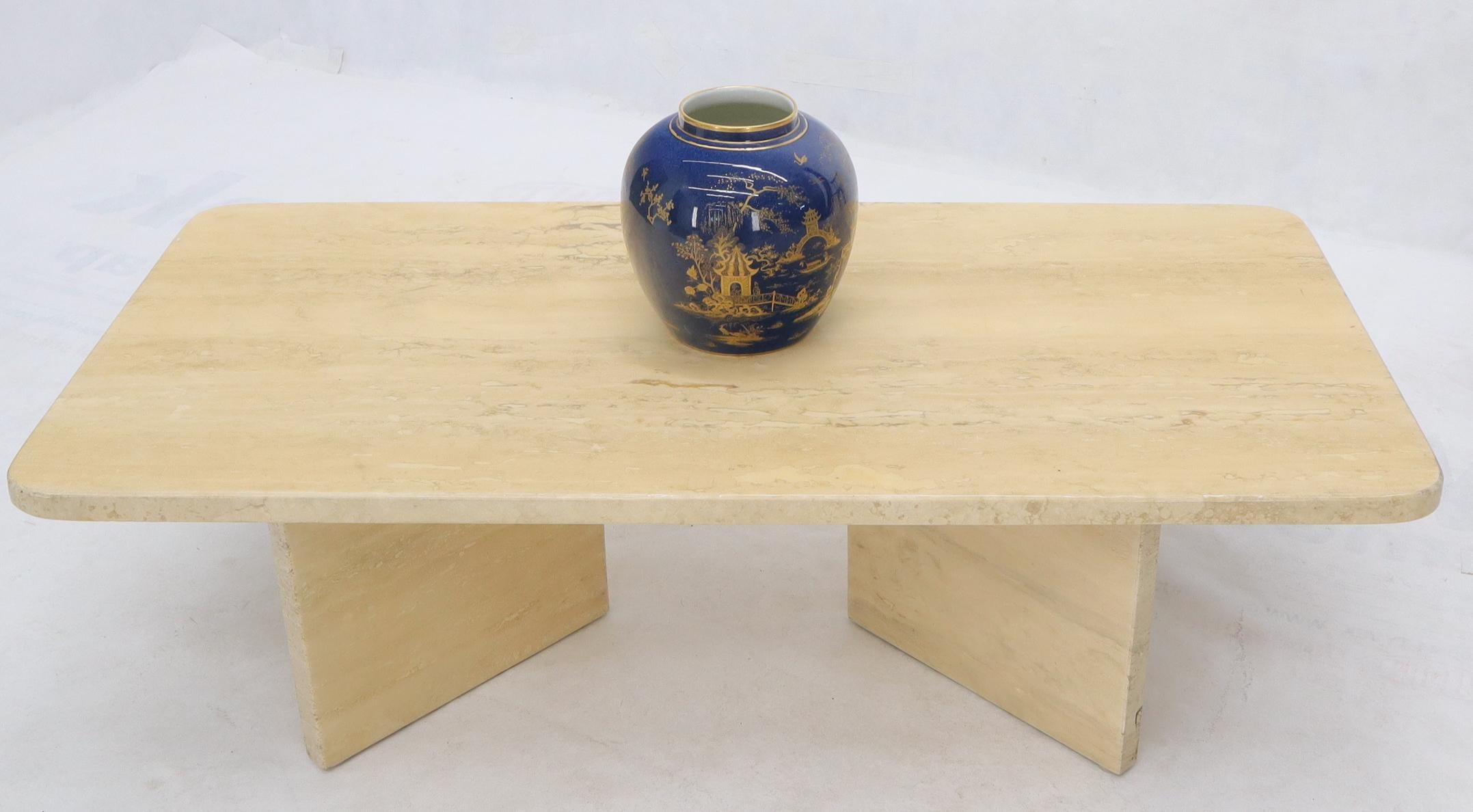 Mid-Century Modern Travertine Marble Rectangular Coffee Table