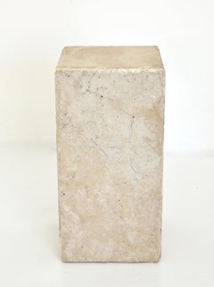 Travertine Marble Rectangular Tall or Drink Side Table Tower Table Chiseled Edge