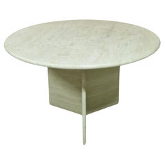 Travertine marble round coffee table, Italy 1970s