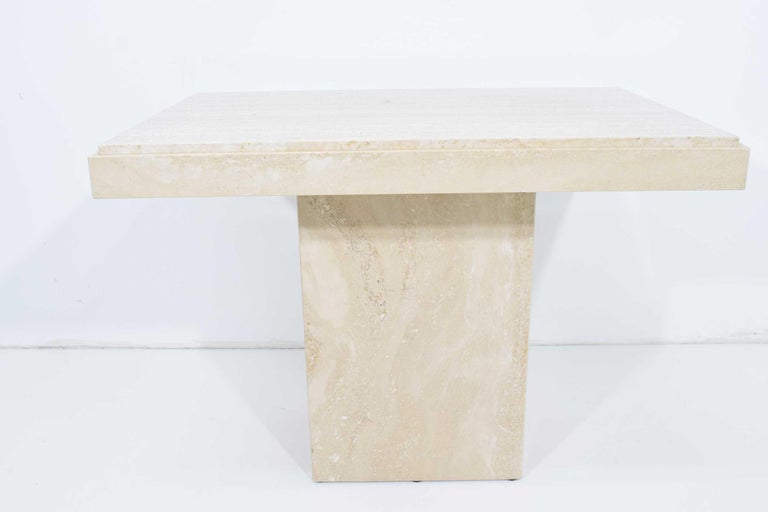Travertine Marble Side Table at 1stDibs