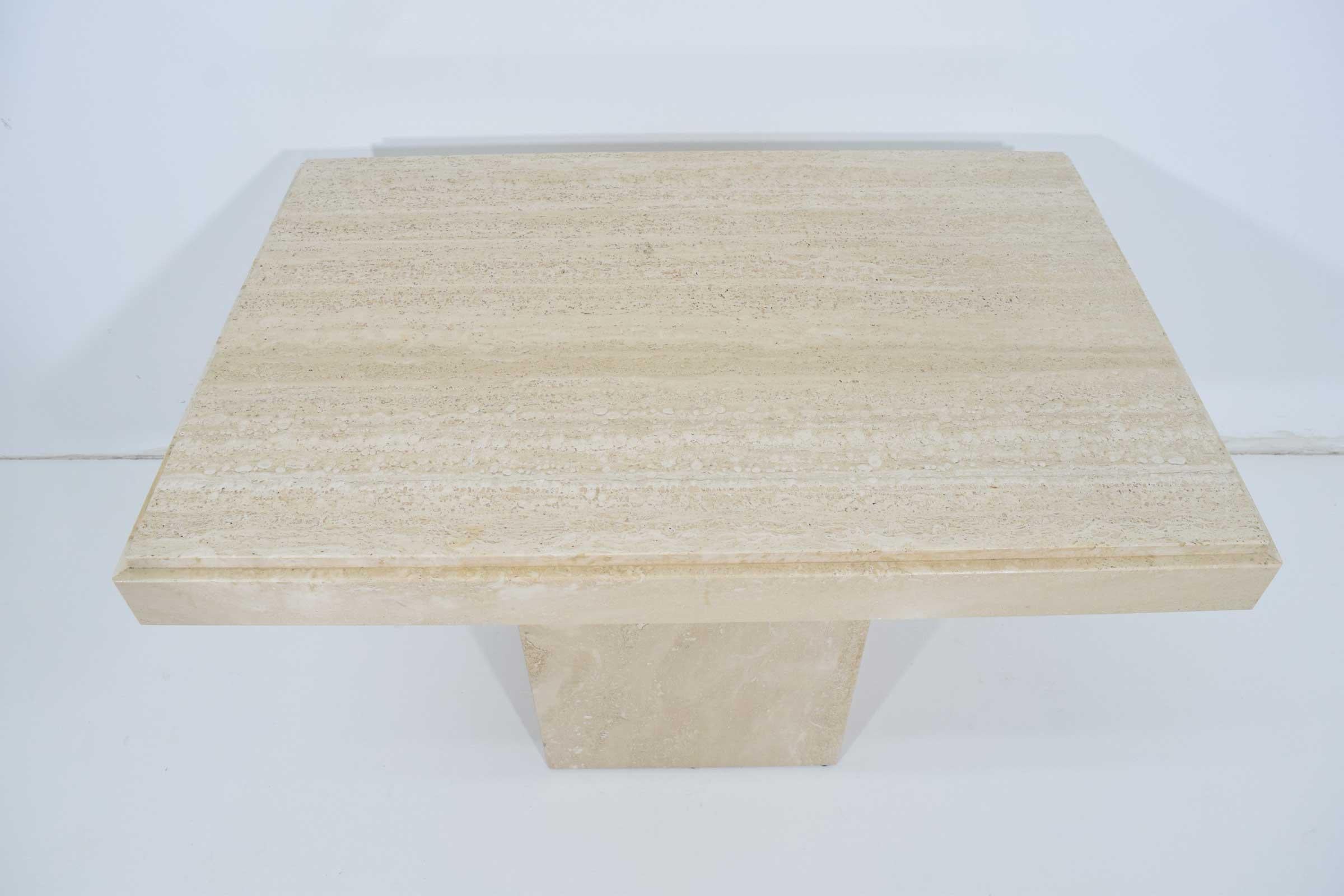 Mid-Century Modern Travertine Marble Side Table