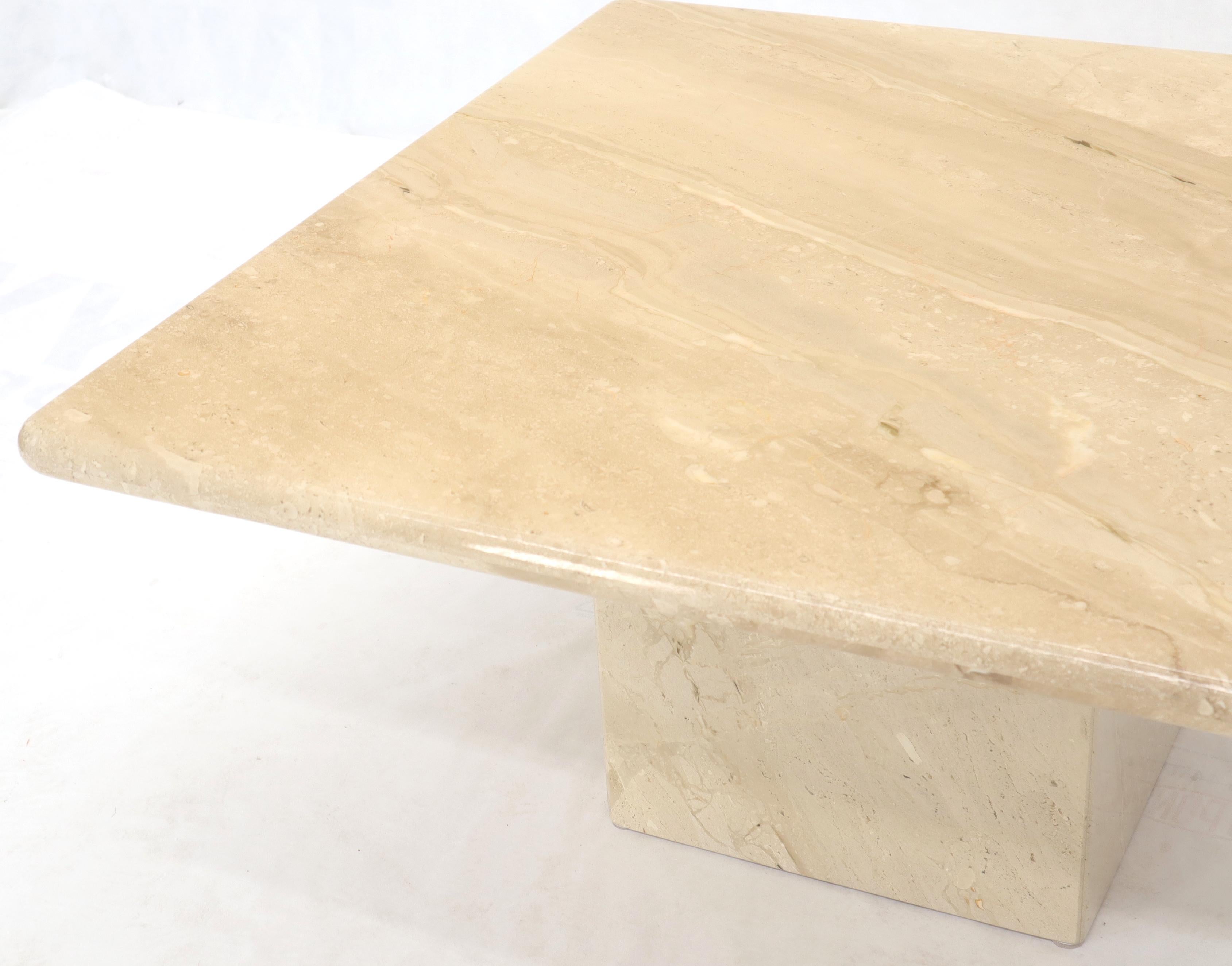 Mid-Century Modern Travertine Marble Square Coffee Table