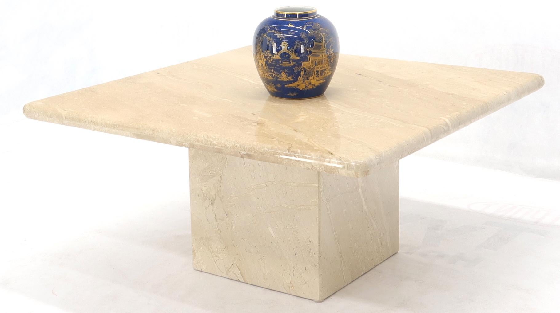 Polished Travertine Marble Square Coffee Table