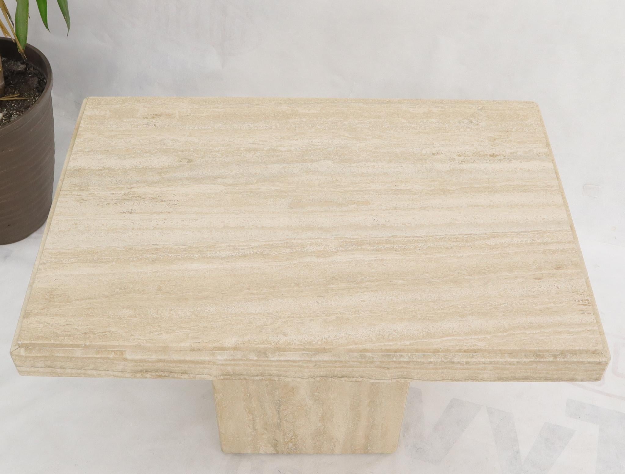 Mid century Italian modern rectangular travertine side table.