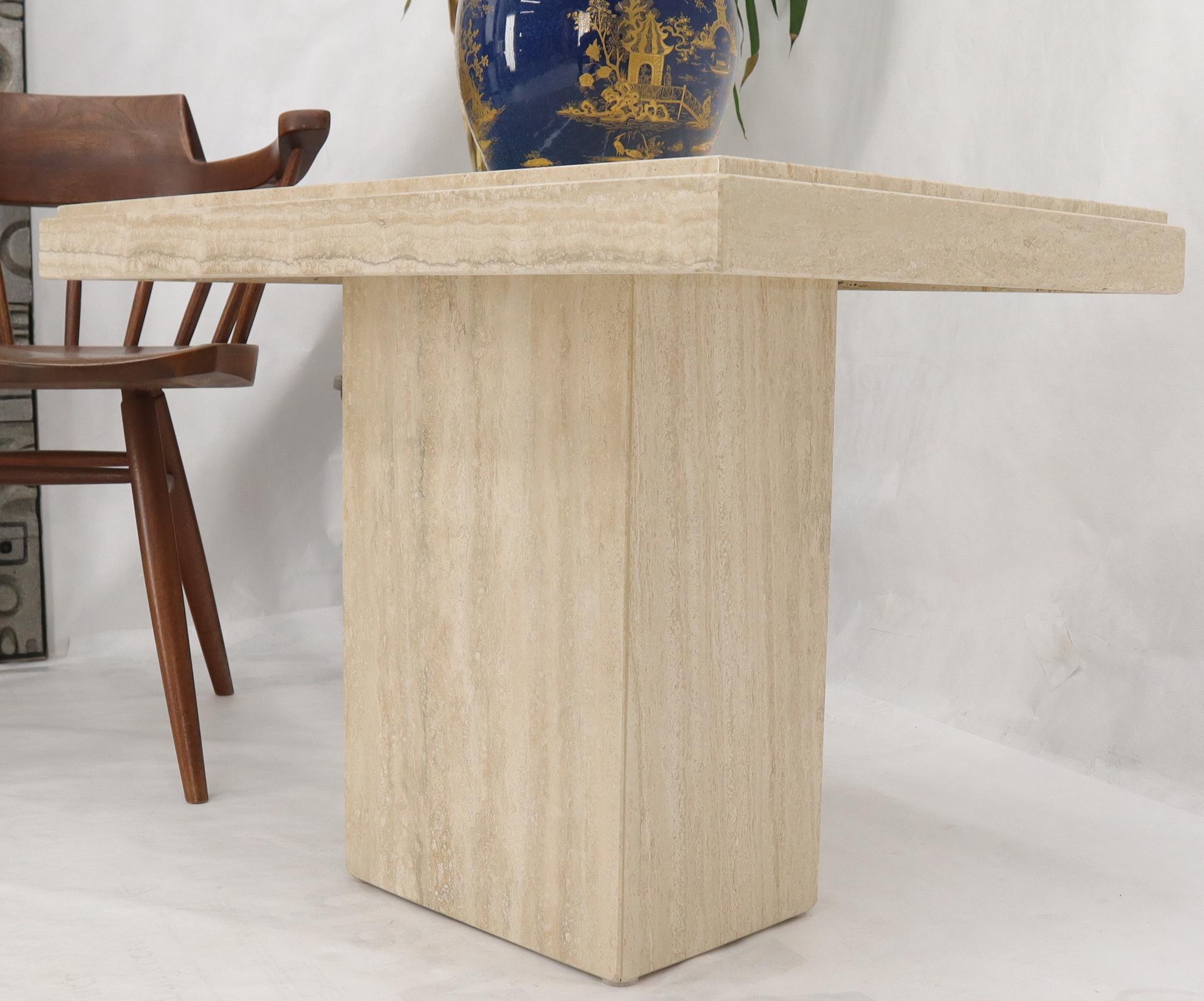 Travertine Marble Stone Rectangular Shape Italian Modern Side Table In Excellent Condition In Rockaway, NJ
