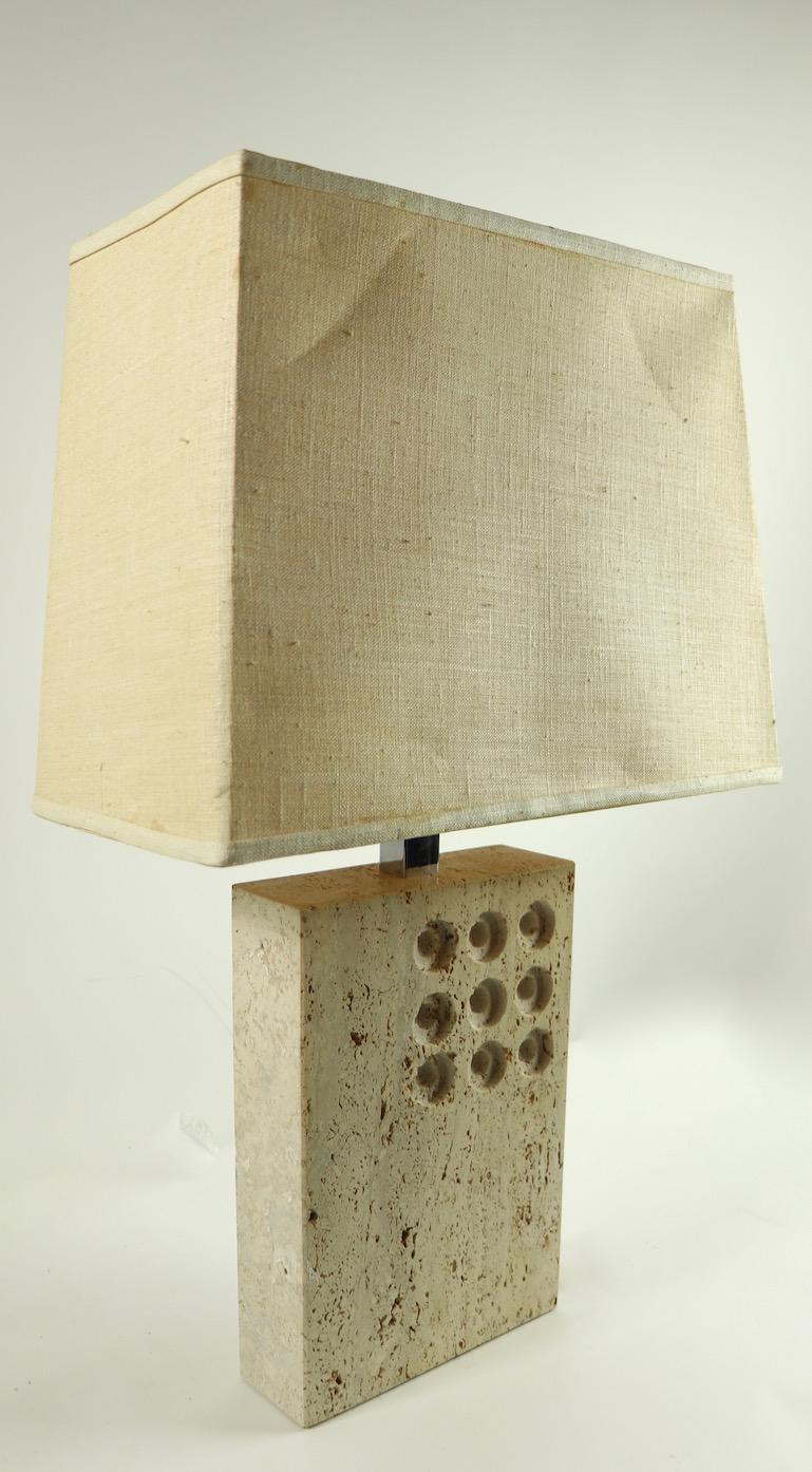 Travertine Marble Table Lamp by Reggiani for Raymor 3