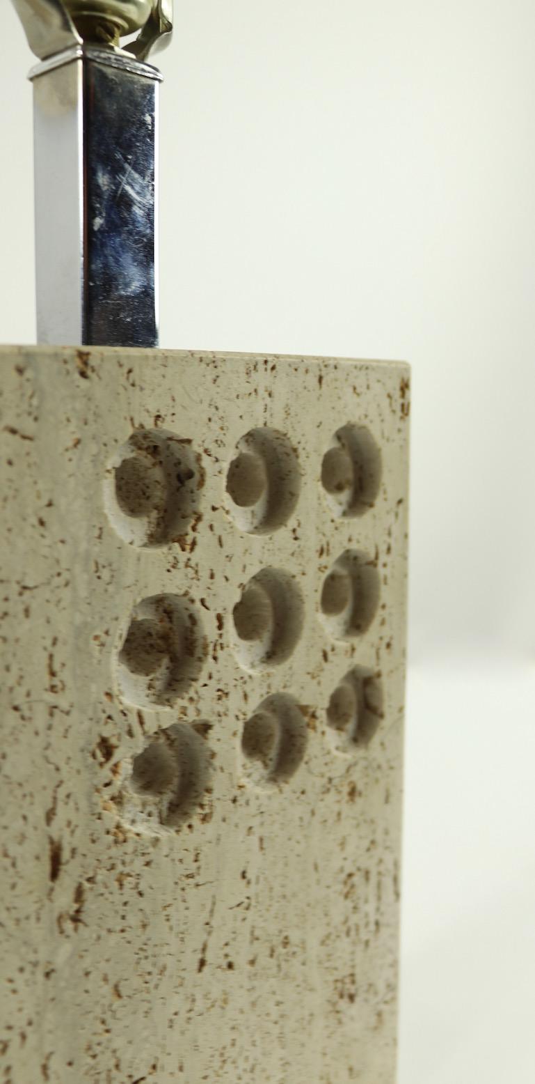 Mid-Century Modern Travertine Marble Table Lamp by Reggiani for Raymor