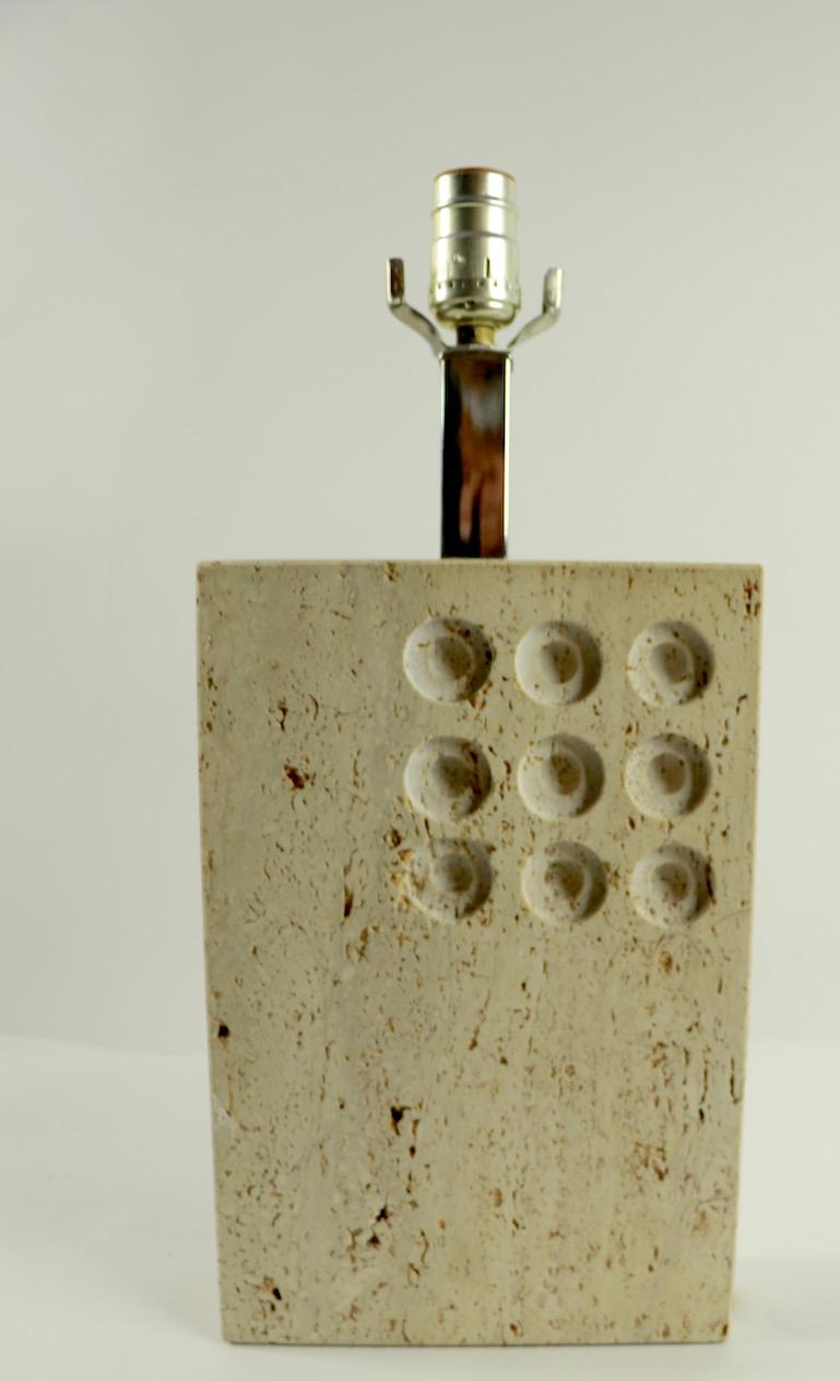 Italian Travertine Marble Table Lamp by Reggiani for Raymor