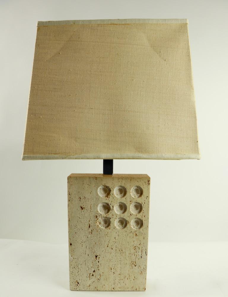 Travertine Marble Table Lamp by Reggiani for Raymor In Good Condition In New York, NY