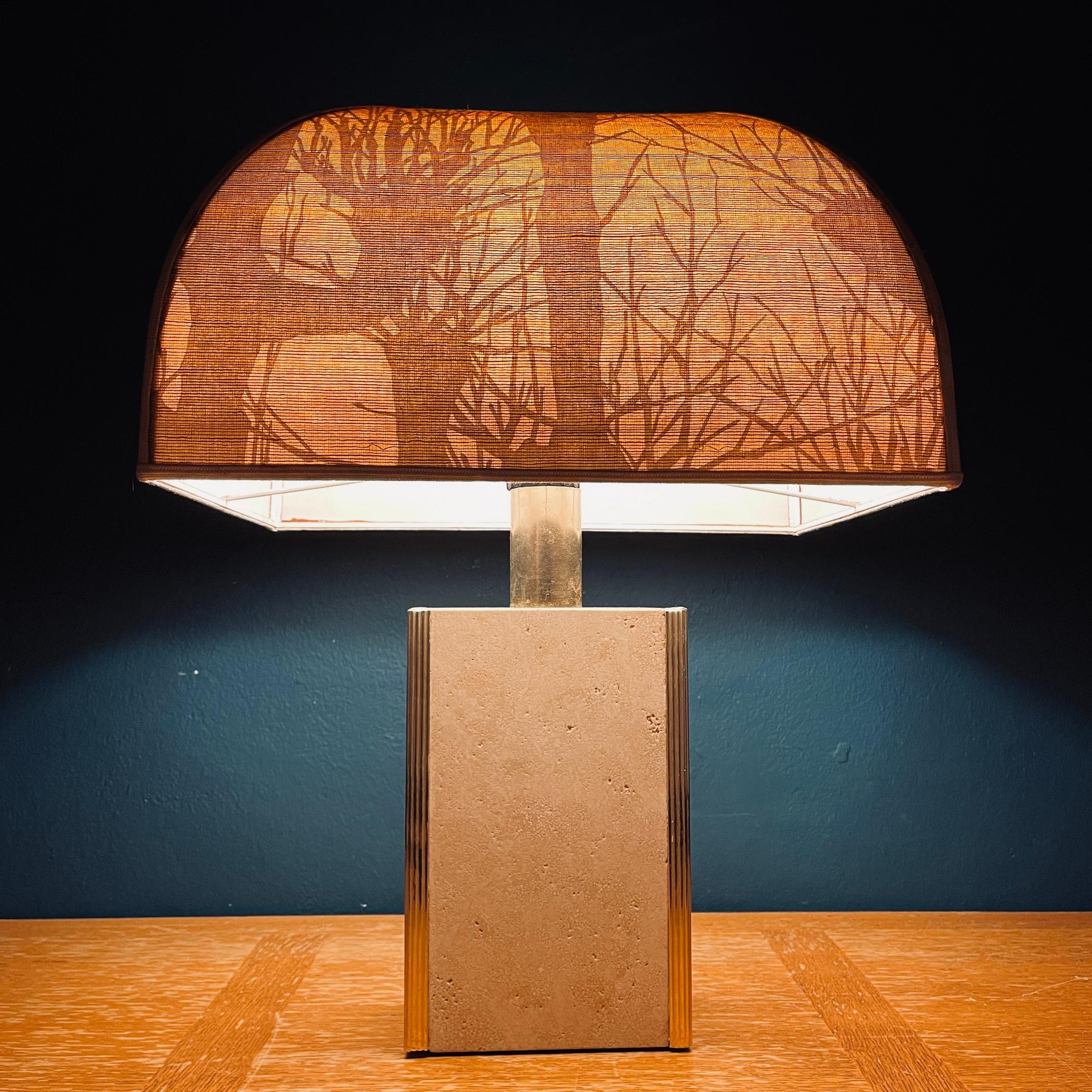 Mid-Century Modern Travertine Marble Table Lamp Italy 1970s For Sale