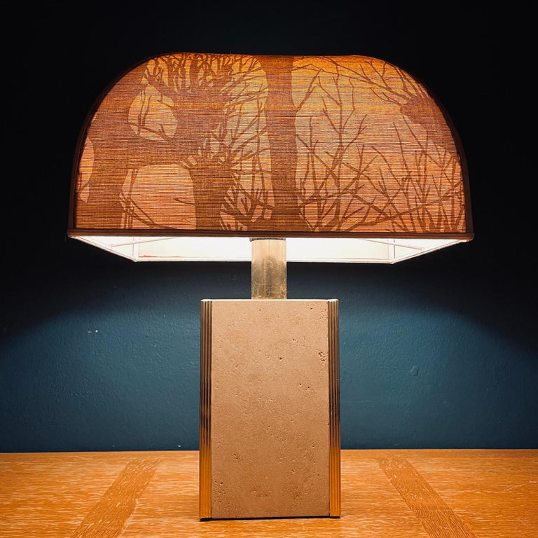 Mid-Century Modern Travertine Marble Table Lamp Italy 1970s For Sale