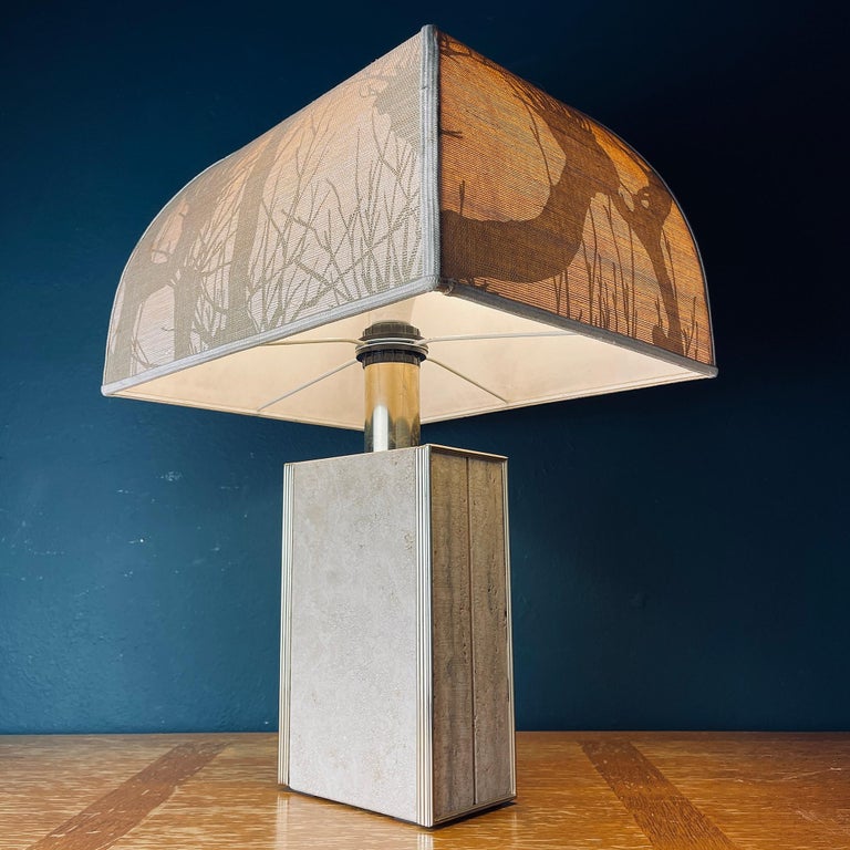 20th Century Travertine Marble Table Lamp Italy 1970s For Sale