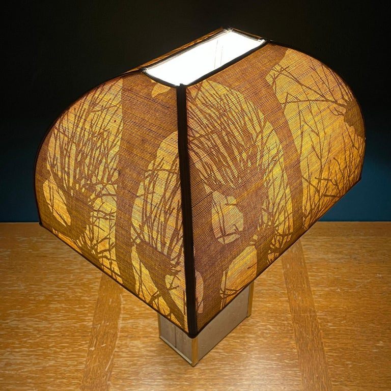 Brass Travertine Marble Table Lamp Italy 1970s For Sale