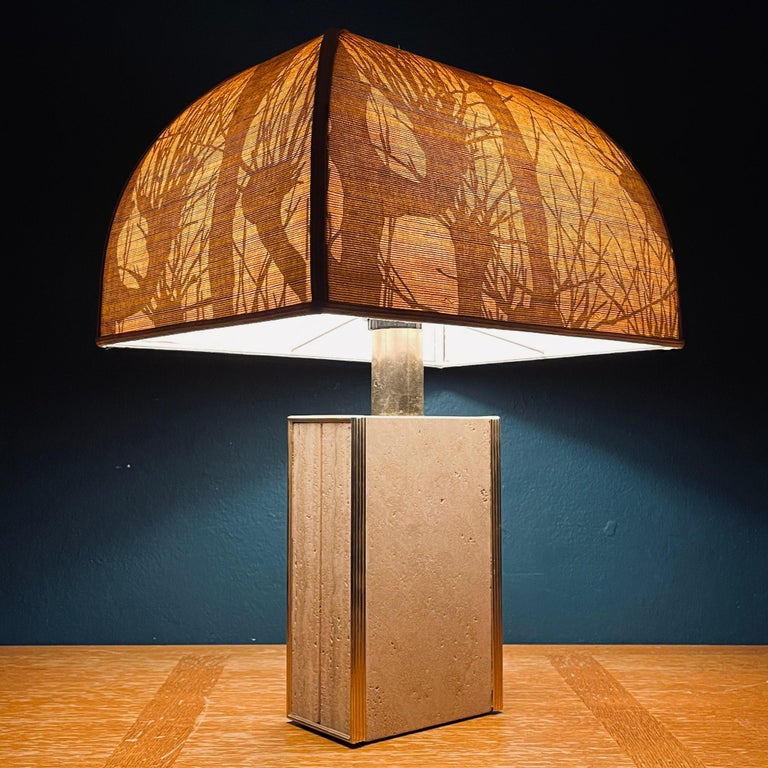 Travertine Marble Table Lamp Italy 1970s For Sale 1