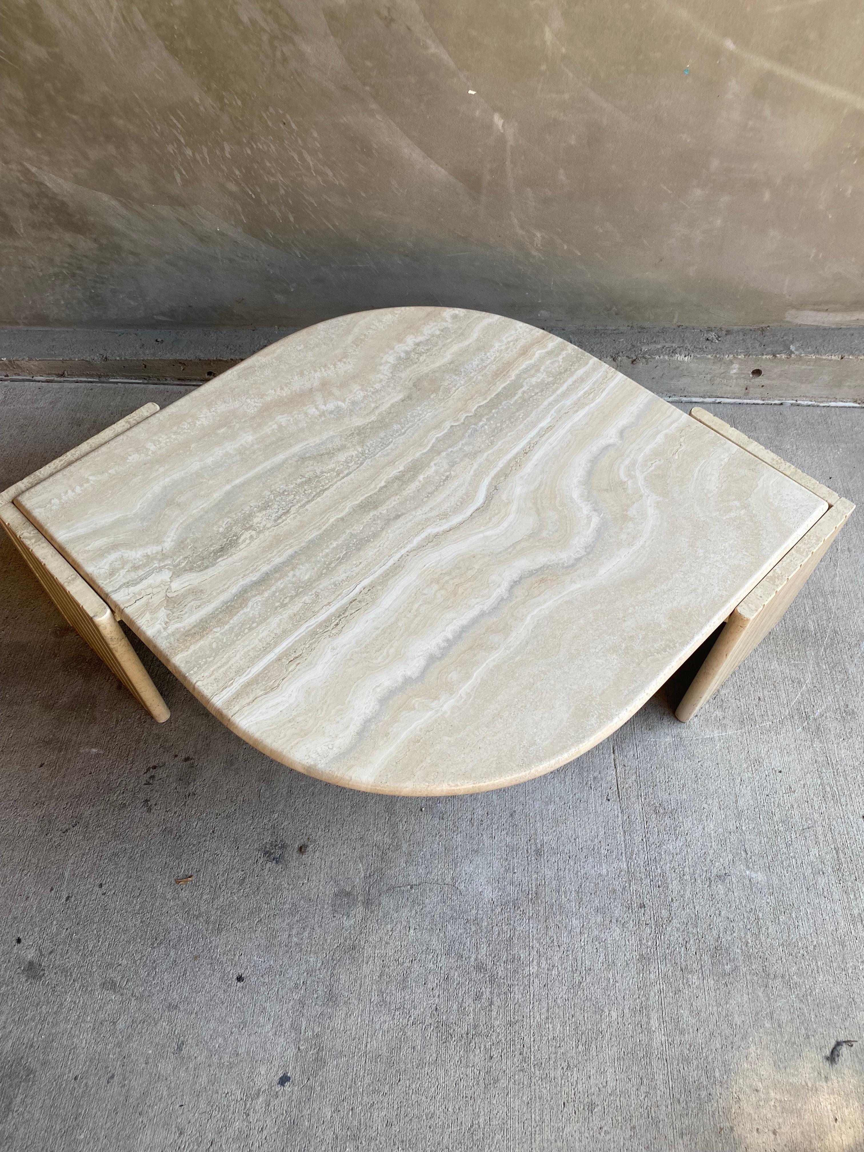 Travertine Marble Teardrop Cocktail Table, Italy, 1970-80 5