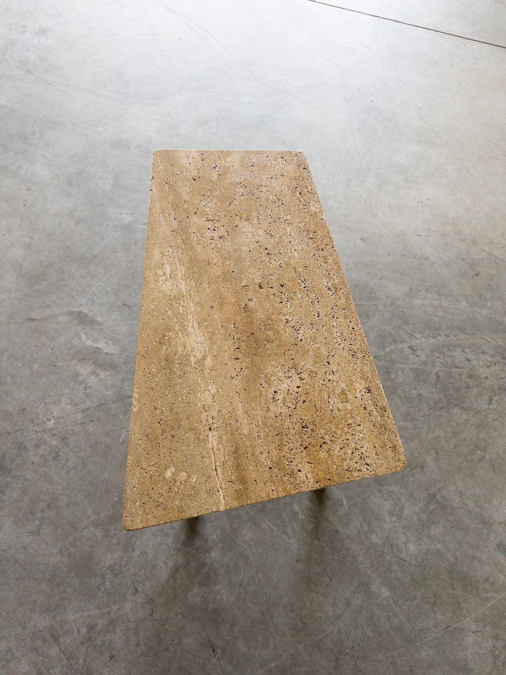 American Travertine Marble-top Wedge End Table by Edward Wormley For Dunbar For Sale