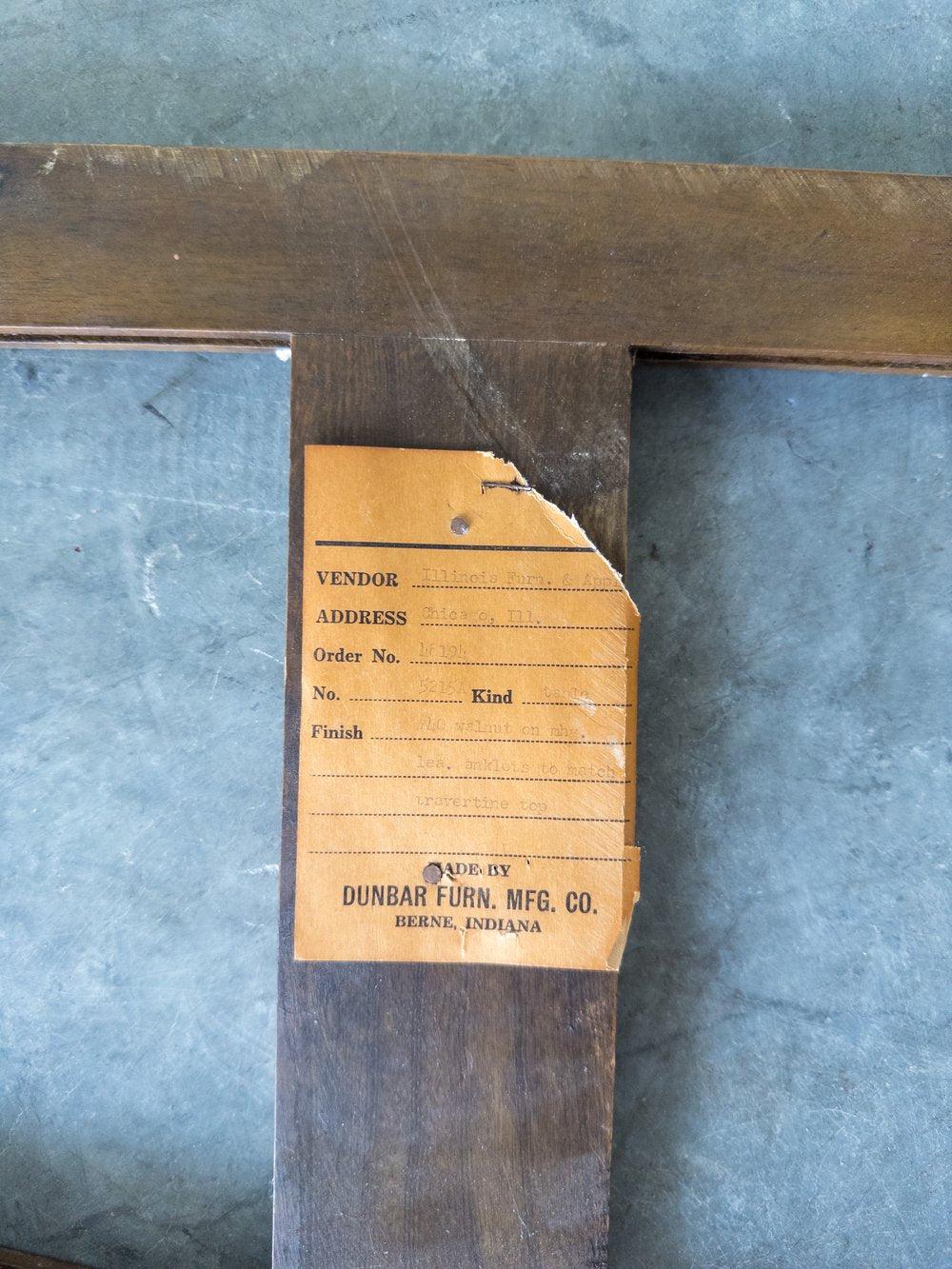 Mid-20th Century Travertine Marble-top Wedge End Table by Edward Wormley For Dunbar For Sale