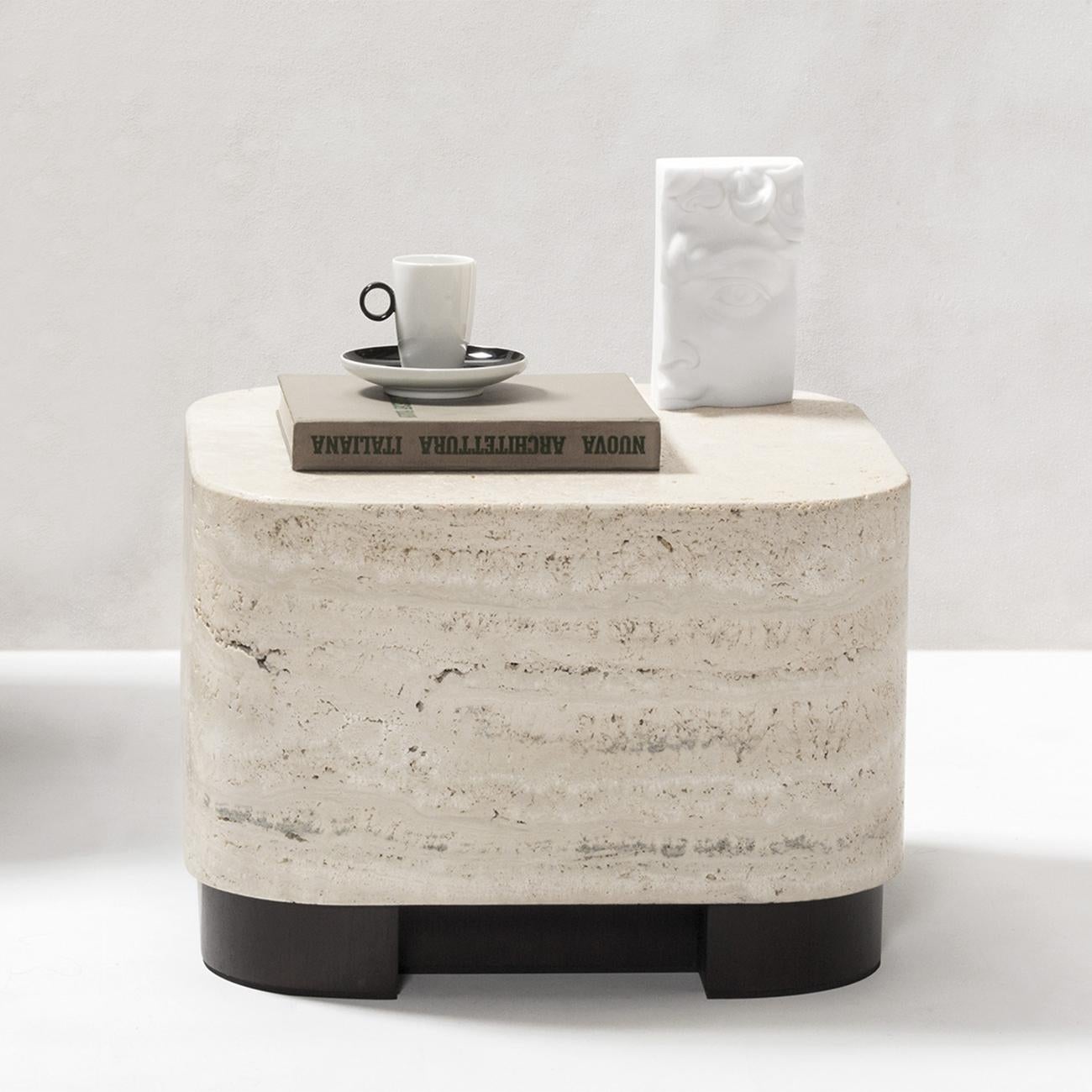 Contemporary Travertine Medium Side Table For Sale