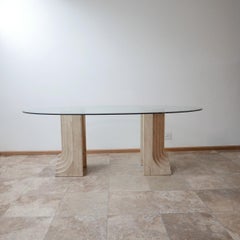 Travertine Midcentury Dining Table by Carlo Scarpa