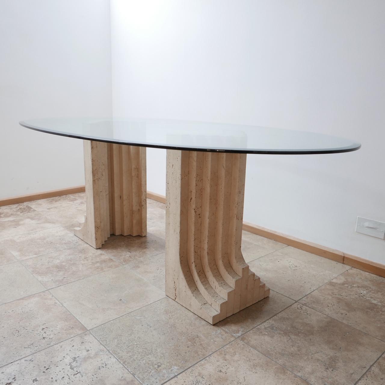 Mid-Century Modern Travertine Midcentury Dining Table by Carlo Scarpa