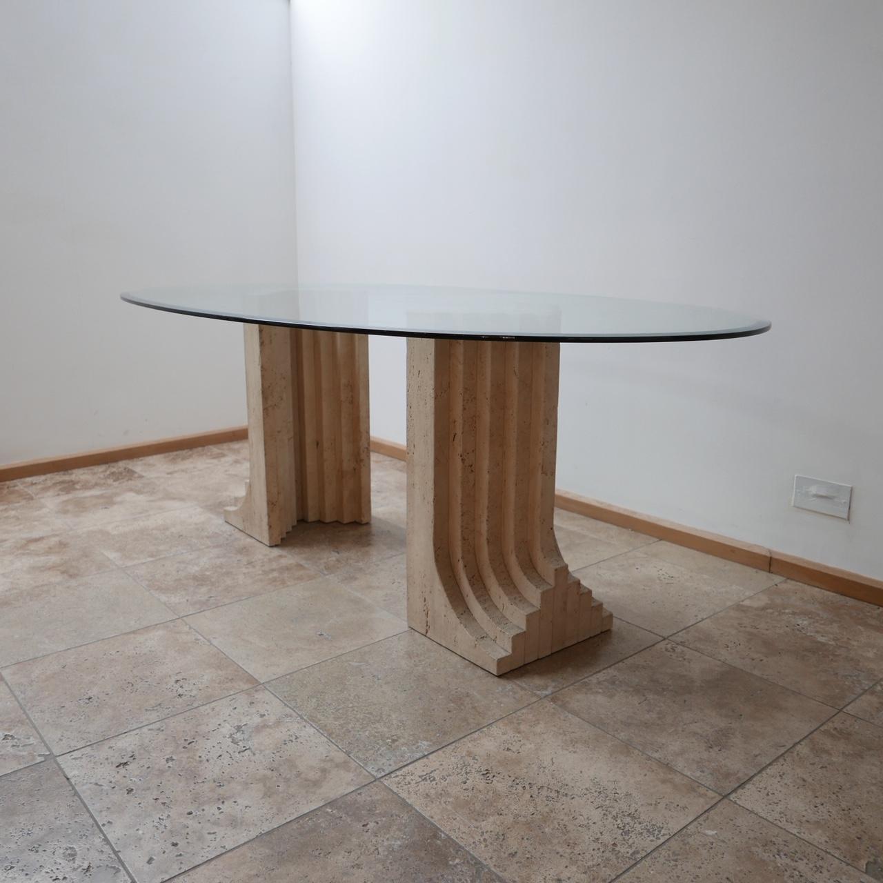 Travertine Midcentury Dining Table by Carlo Scarpa In Excellent Condition In London, GB
