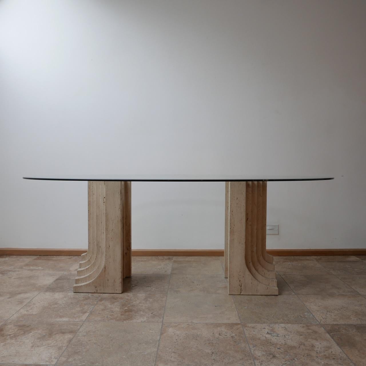 Late 20th Century Travertine Midcentury Dining Table by Carlo Scarpa